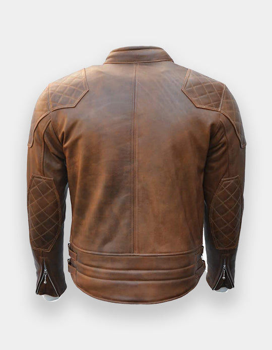 Men’s Premium Brown Leather Biker Jacket – Stylish, Durable & Timeless